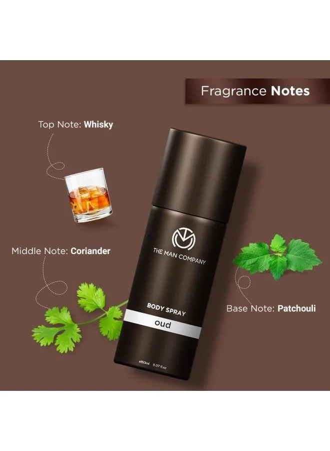 ذا مان كومباني مزيل عرق عود للرجال - 150 مل | بخاخ للجسم برائحة فاخرة تدوم طويلاً | مزيل عرق مثالي للاستخدام اليومي | هدية له